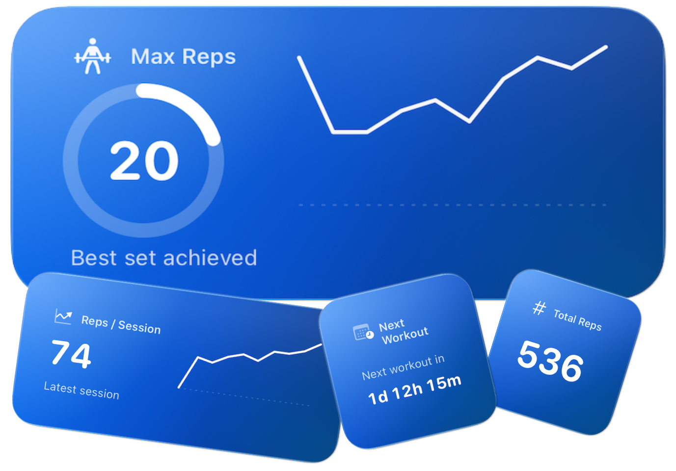 Home screen widgets showing workout stats